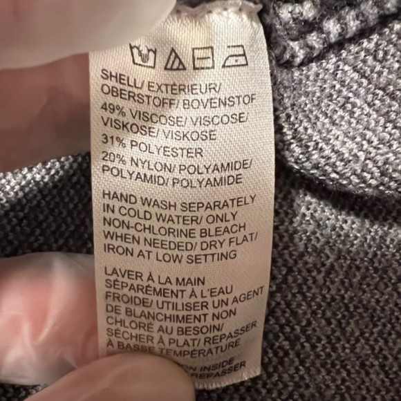 Saks Fifth Avenue Womens Gray Herringbone Viscose Blend Short Sleeve Top Sz LG - Picture 6 of 9